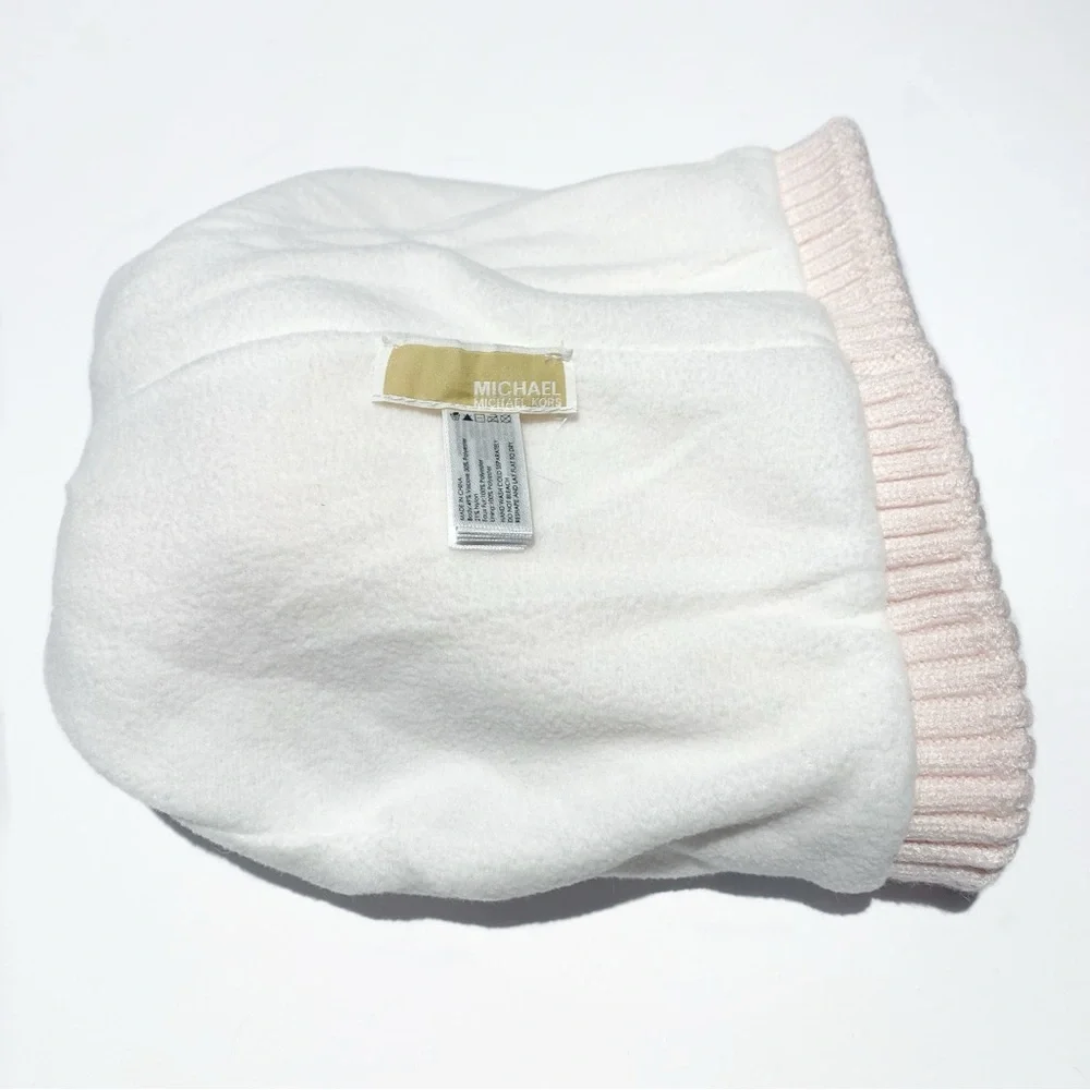 Michael Kors Pink Knit Beanie with Pom Pom